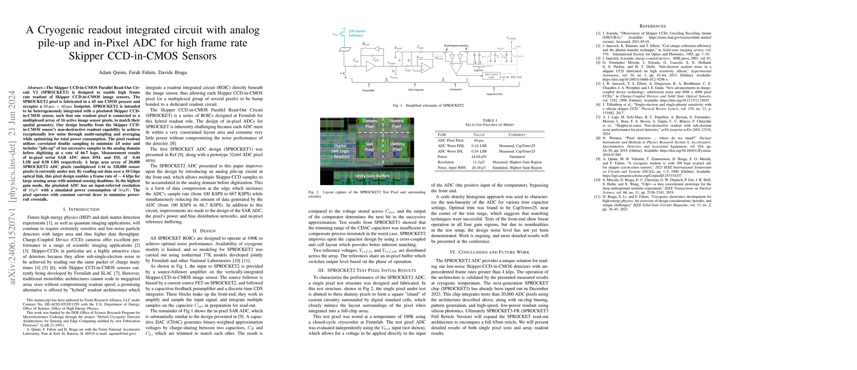 Thumbnail for A Cryogenic readout integrated circuit with analog pile-up and in-Pixel
  ADC for high frame rate Skipper CCD-in-CMOS Sensors