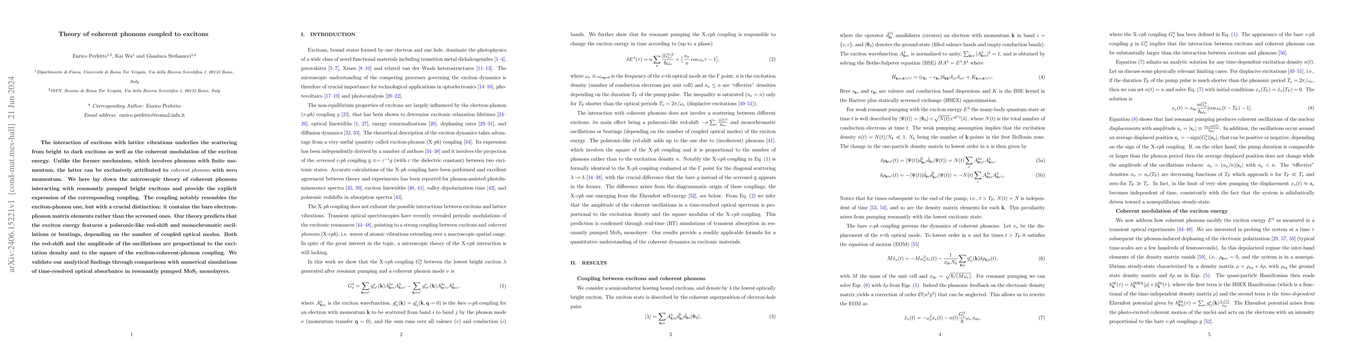 Thumbnail for Theory of coherent phonons coupled to excitons
