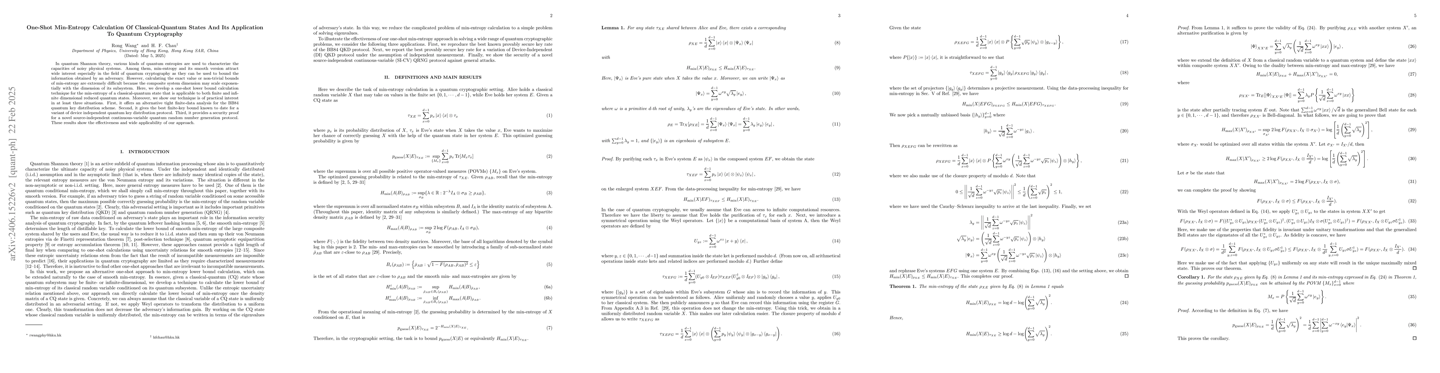 Thumbnail for One-Shot Min-Entropy Calculation And Its Application To Quantum
  Cryptography