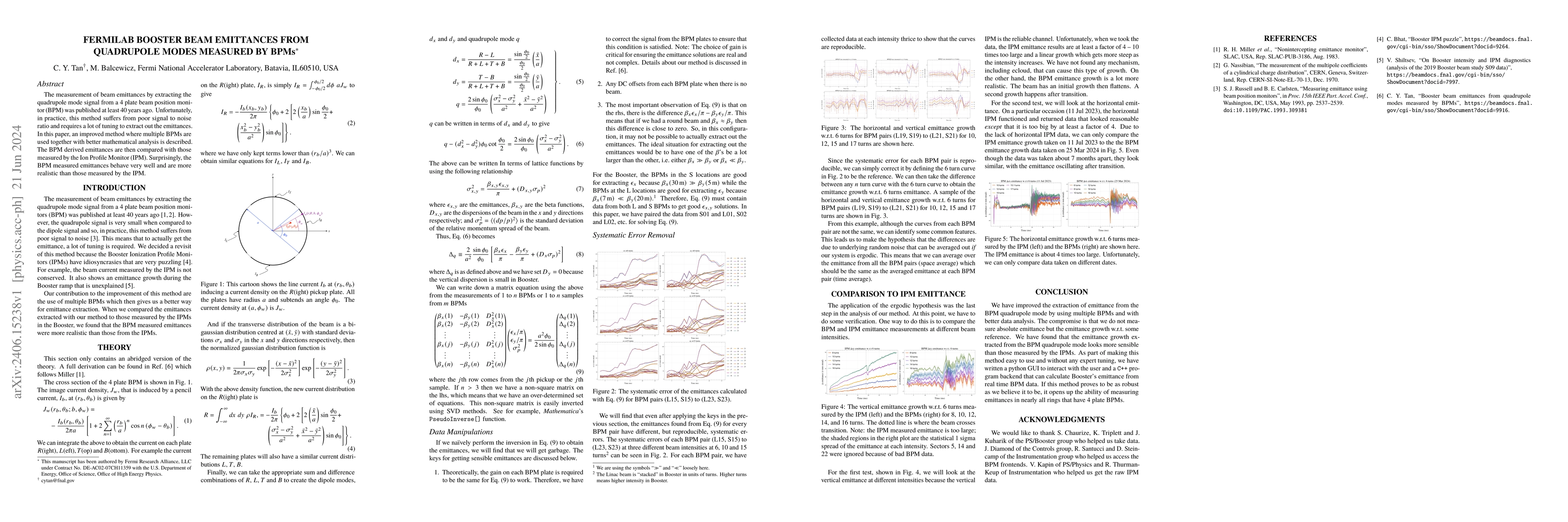 Thumbnail for Fermilab Booster Beam Emittances from Quadrupole Modes Measured by BPMs