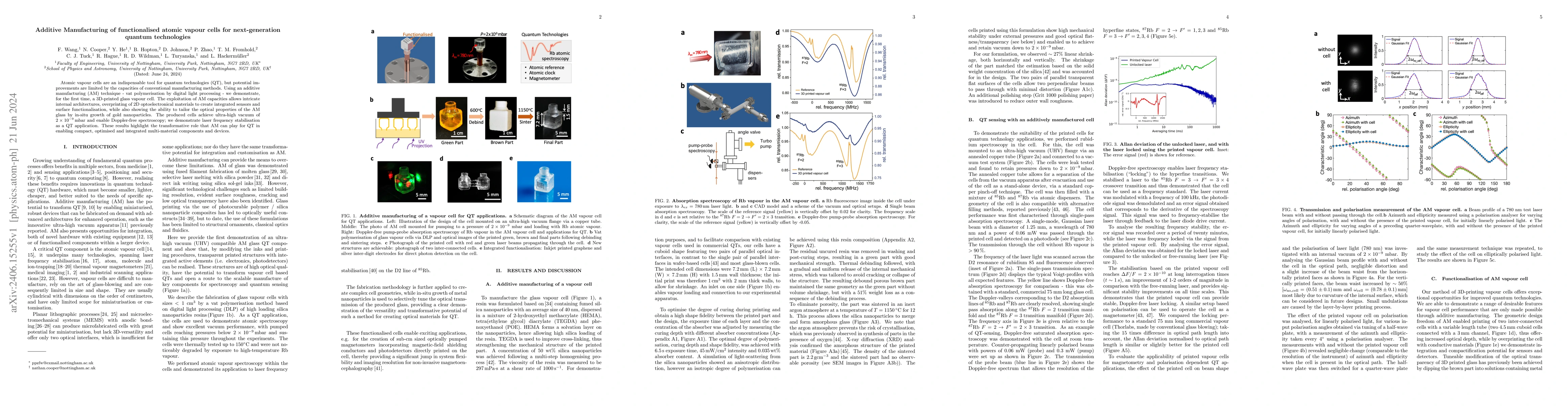 Thumbnail for Additive Manufacturing of functionalised atomic vapour cells for
  next-generation quantum technologies