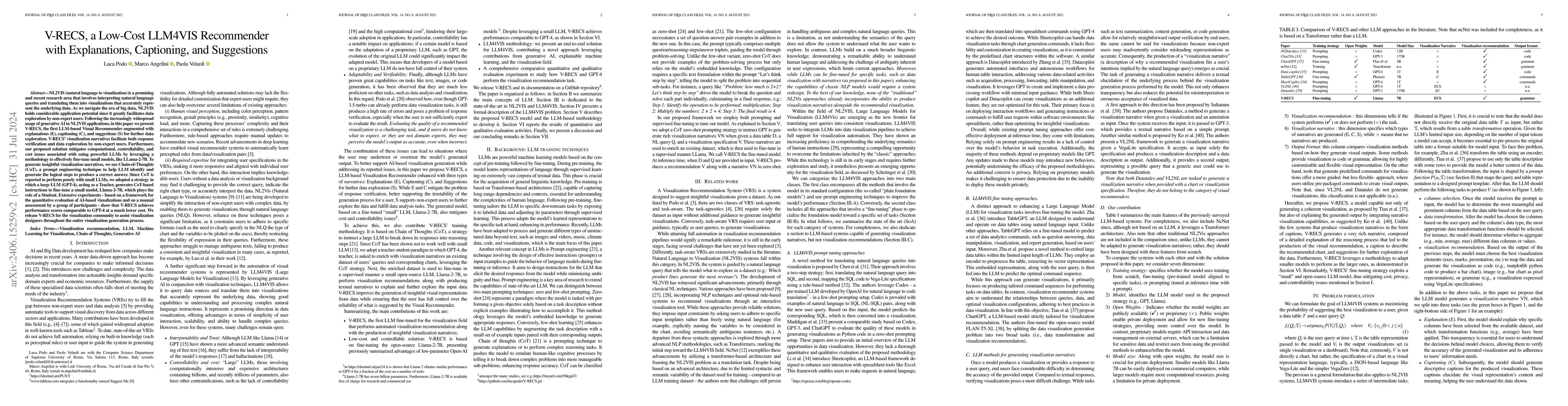 Thumbnail for V-RECS, a Low-Cost LLM4VIS Recommender with Explanations, Captioning and
  Suggestions