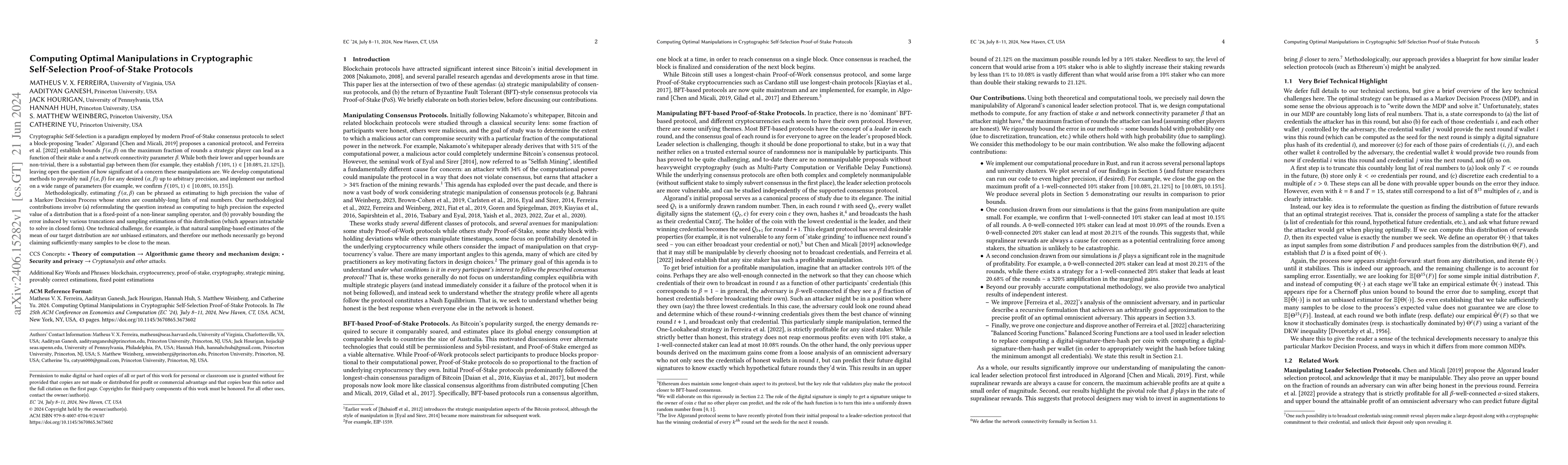 Thumbnail for Computing Optimal Manipulations in Cryptographic Self-Selection
  Proof-of-Stake Protocols