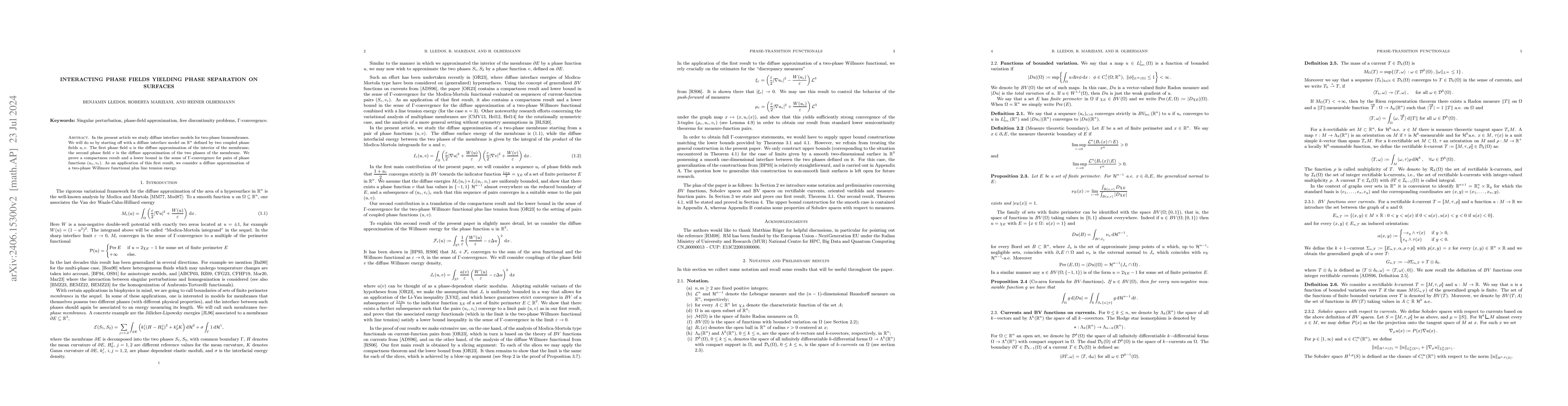 Thumbnail for Interacting phase fields yielding phase separation on surfaces