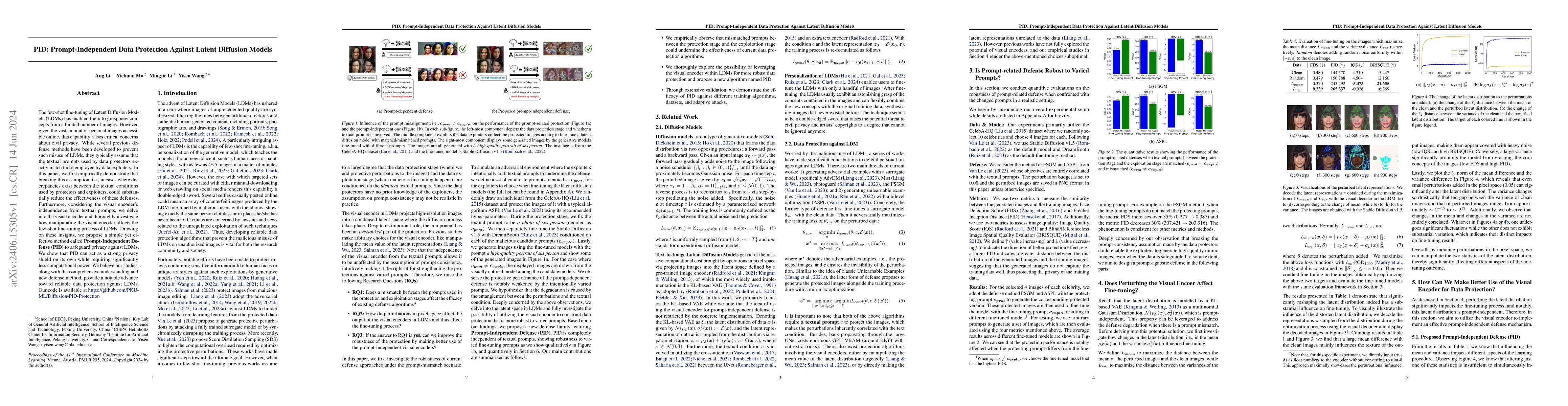 Thumbnail for PID: Prompt-Independent Data Protection Against Latent Diffusion Models