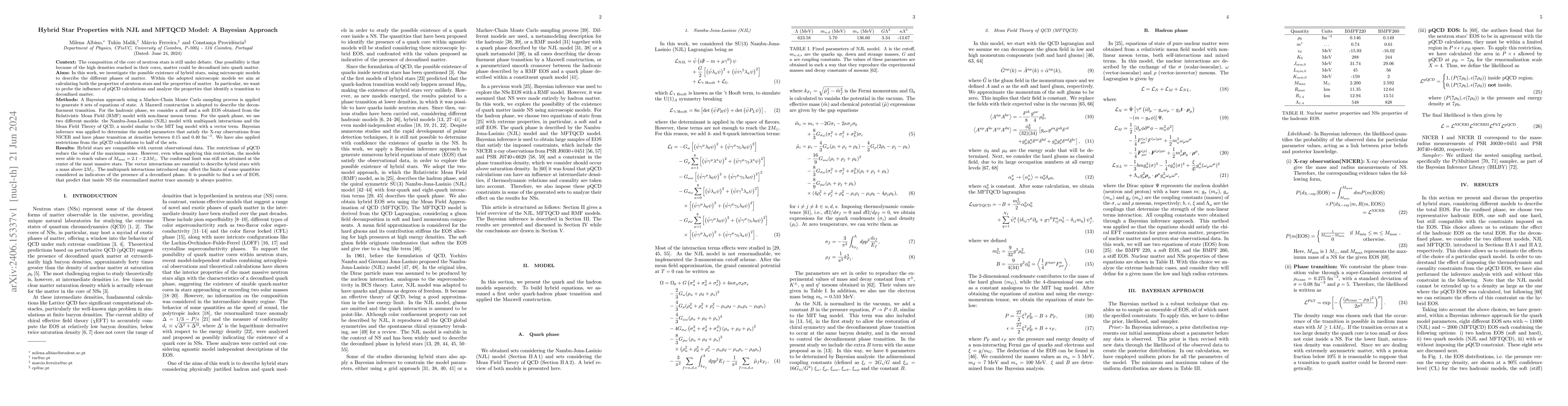 Thumbnail for Hybrid Star Properties with NJL and MFTQCD Model: A Bayesian Approach
