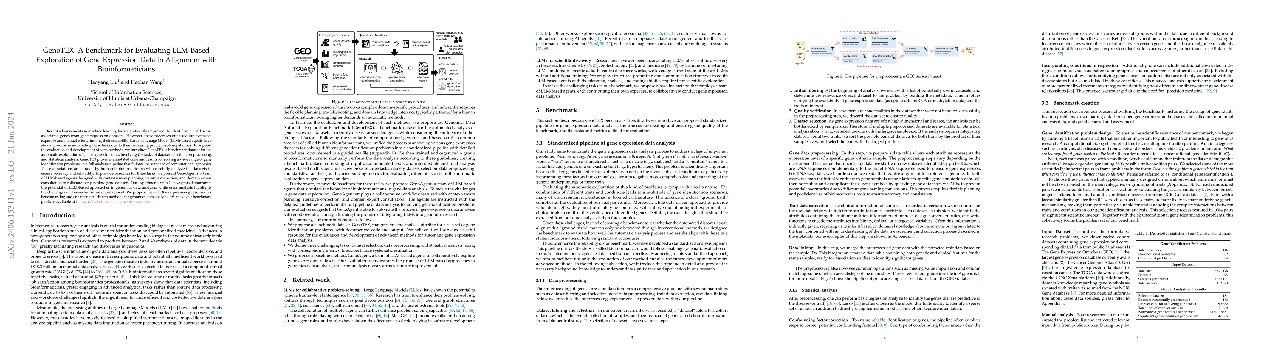 Thumbnail for GenoTEX: A Benchmark for Evaluating LLM-Based Exploration of Gene
  Expression Data in Alignment with Bioinformaticians