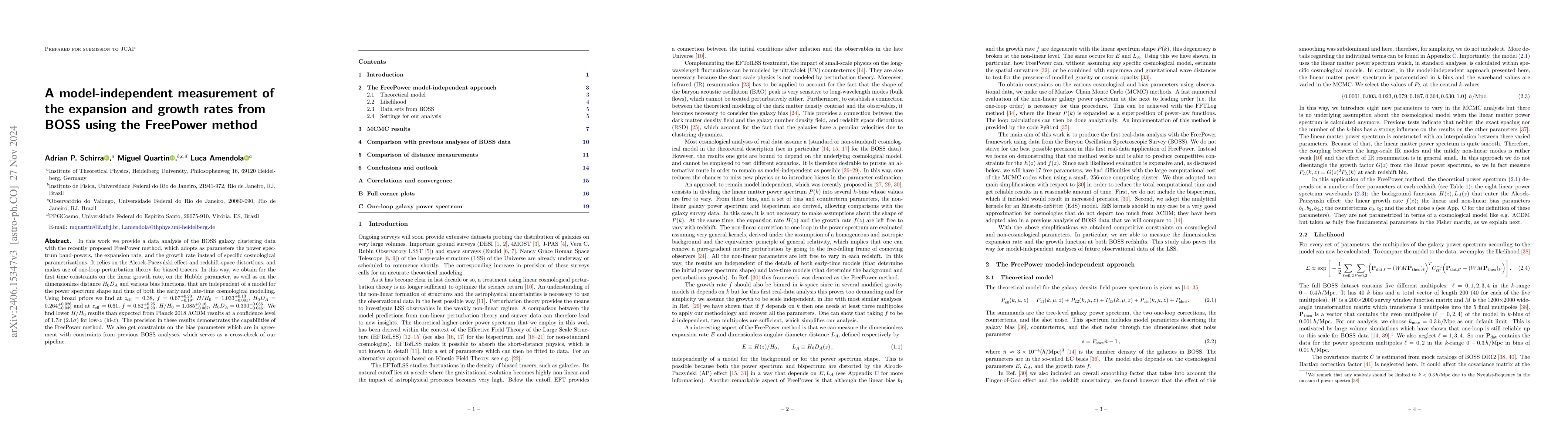 Thumbnail for A model-independent measurement of the expansion and growth rates from
  BOSS using the FreePower method