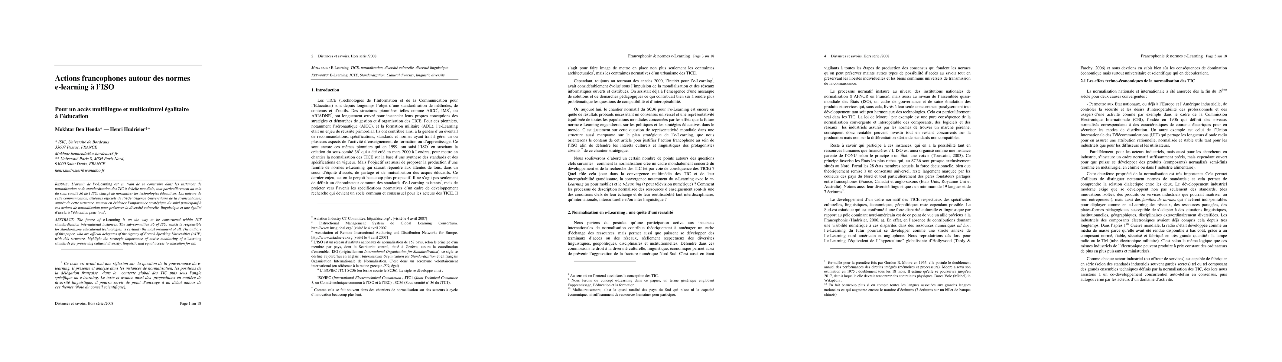 Thumbnail for Actions francophones autour des normes e-learning \`a l'ISO