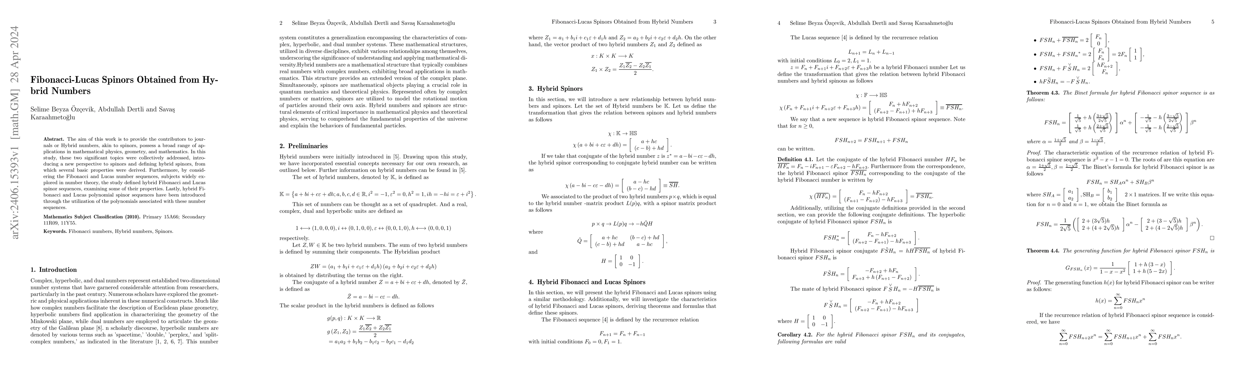 Thumbnail for Fibonacci-Lucas Spinors Obtained from Hybrid Numbers