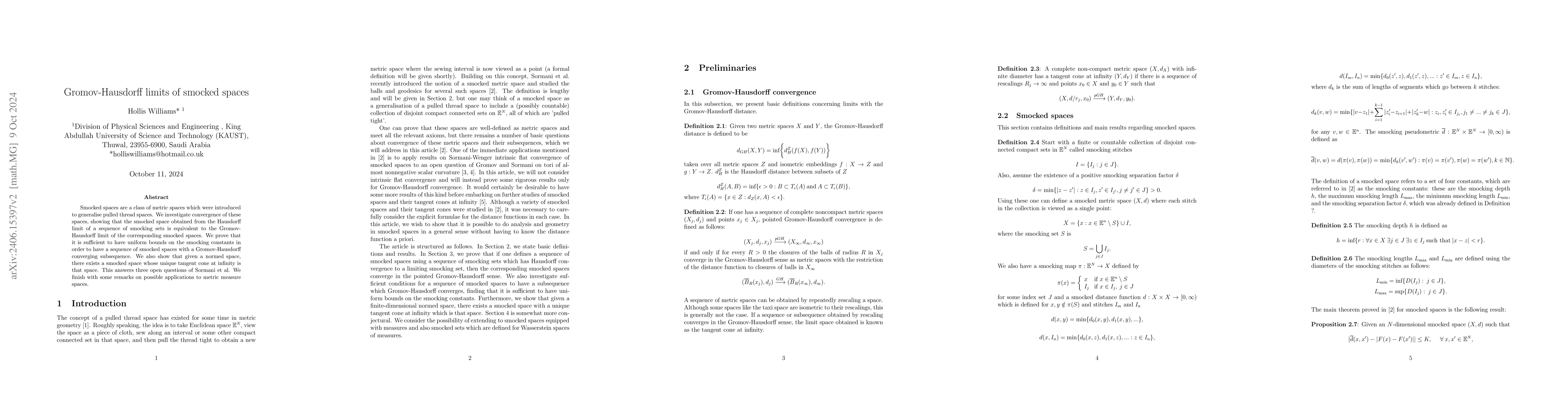 Thumbnail for Gromov-Hausdorff Convergence of Smocked Measure Spaces
