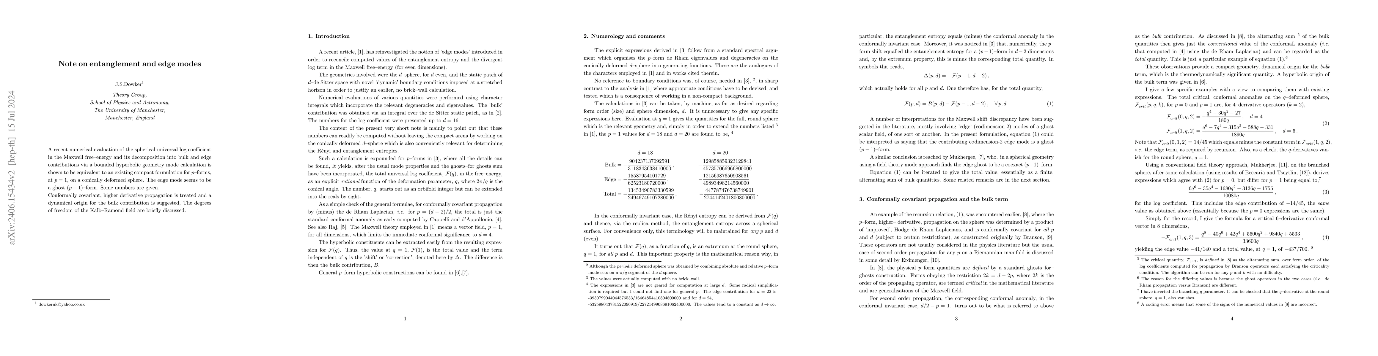 Thumbnail for Note on entanglement and edge modes