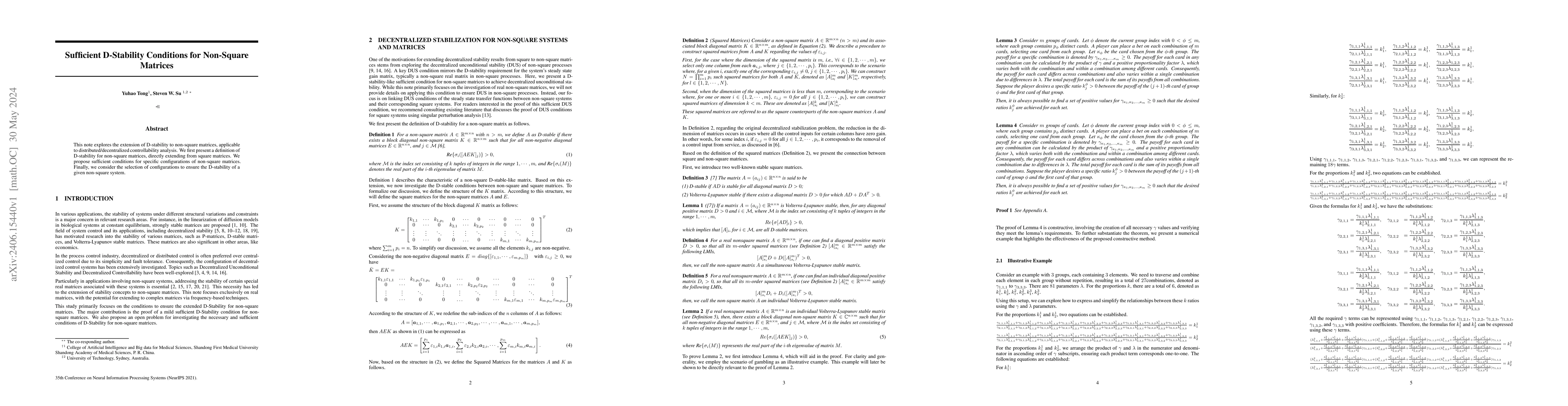 Thumbnail for Sufficient D-Stability Conditions for Non-Square Matrices