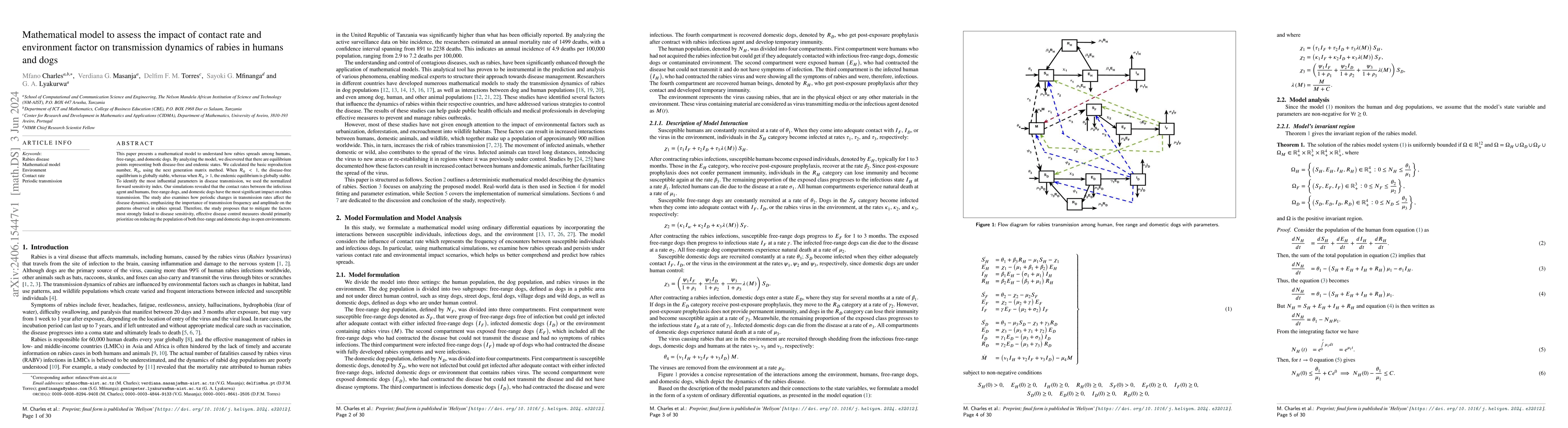 Thumbnail for Mathematical model to assess the impact of contact rate and environment
  factor on transmission dynamics of rabies in humans and dogs