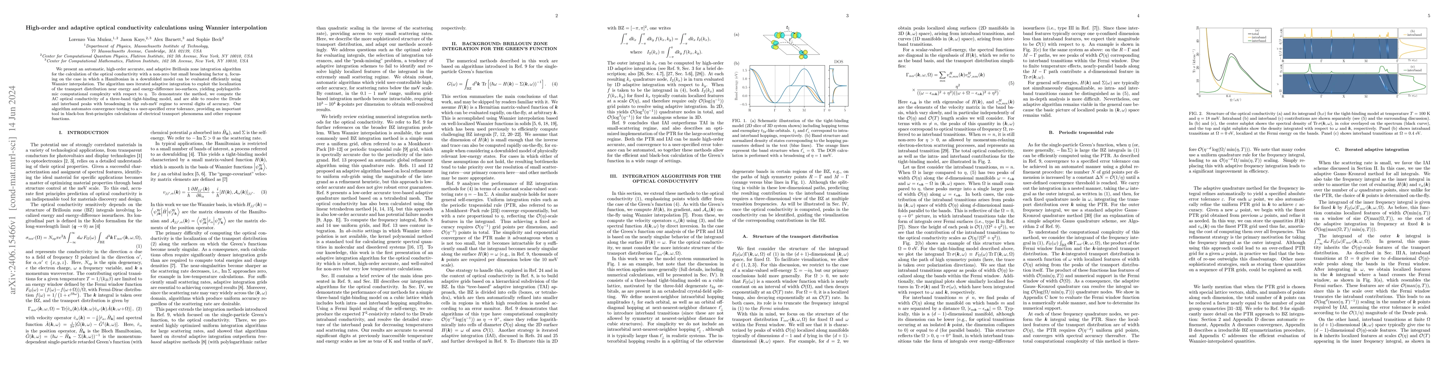 Thumbnail for High-order and adaptive optical conductivity calculations using Wannier
  interpolation