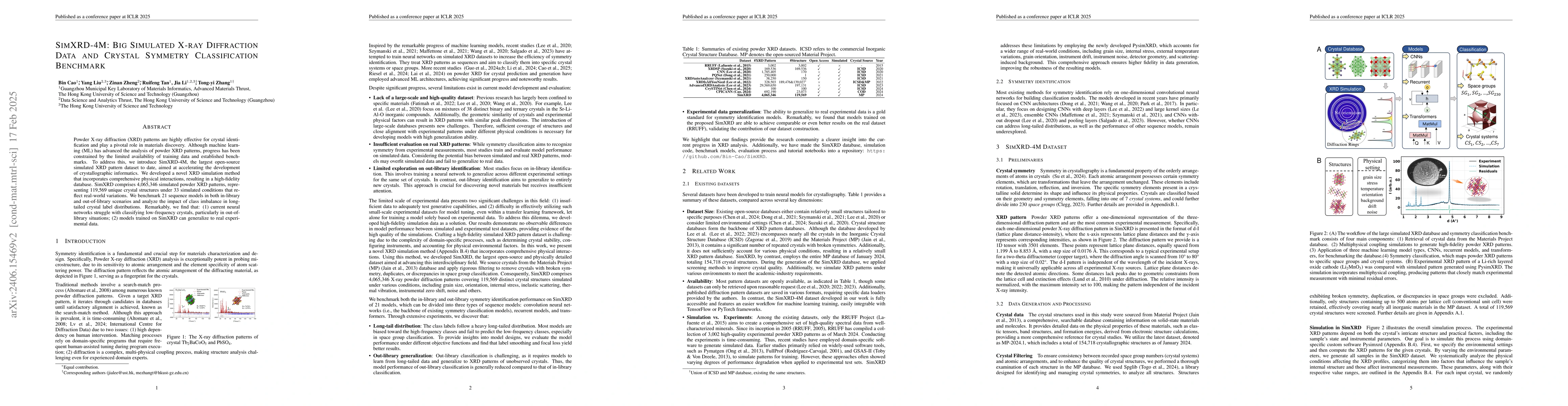 Thumbnail for SimXRD-4M: Big Simulated X-ray Diffraction Data Accelerate the
  Crystalline Symmetry Classification