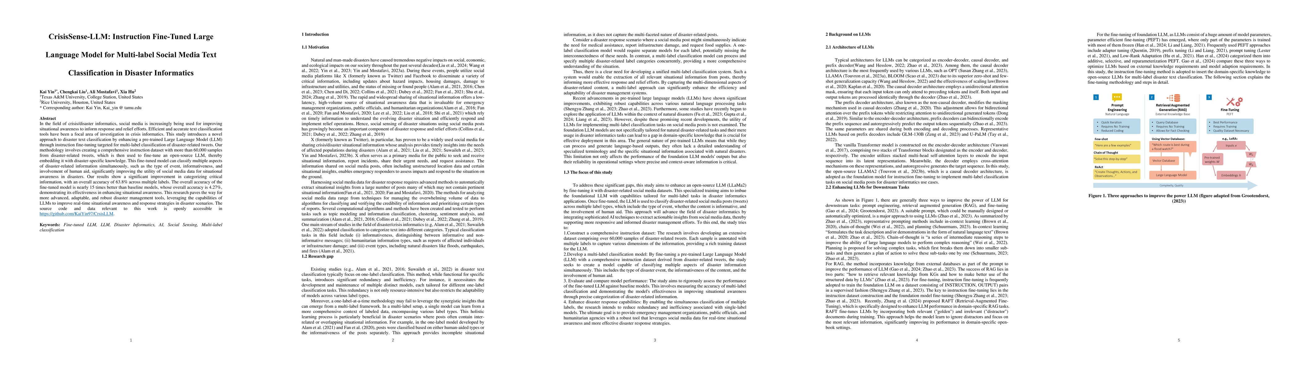 Thumbnail for CrisisSense-LLM: Instruction Fine-Tuned Large Language Model for
  Multi-label Social Media Text Classification in Disaster Informatics