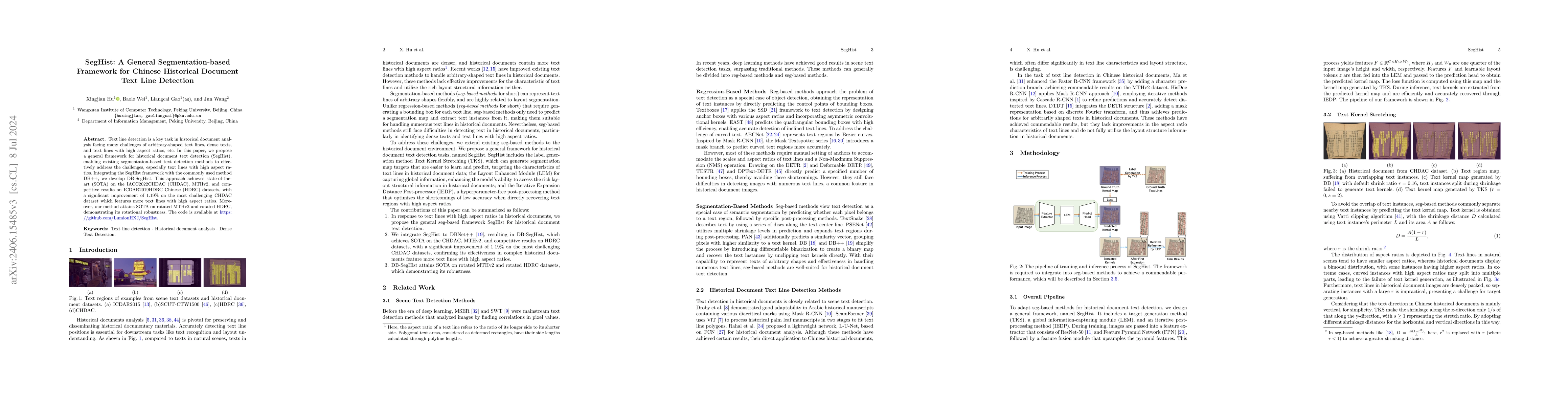 Thumbnail for SegHist: A General Segmentation-based Framework for Chinese Historical
  Document Text Line Detection