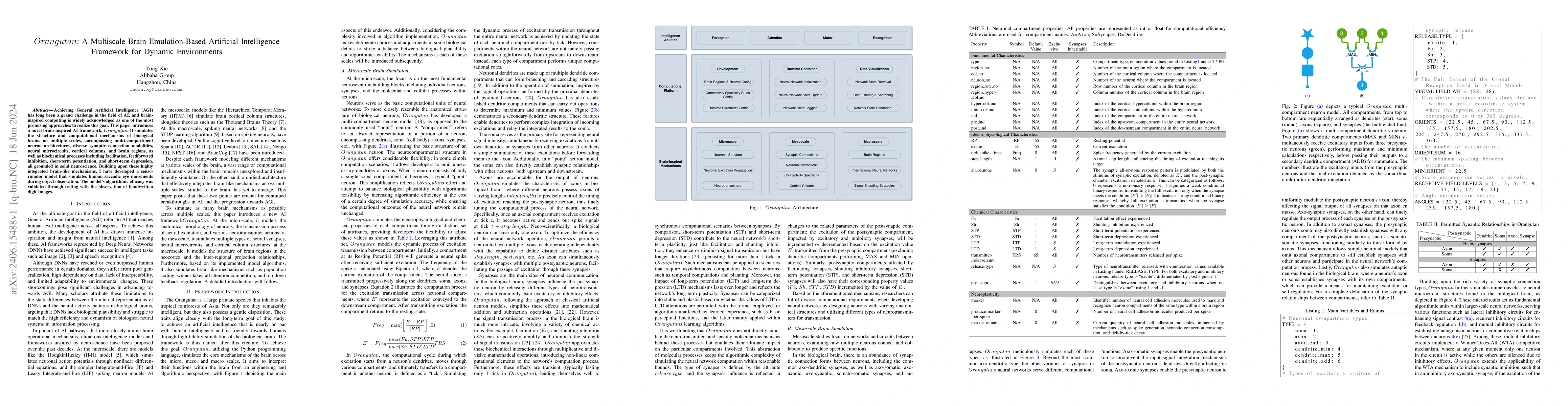 Thumbnail for Orangutan: A Multiscale Brain Emulation-Based Artificial Intelligence
  Framework for Dynamic Environments