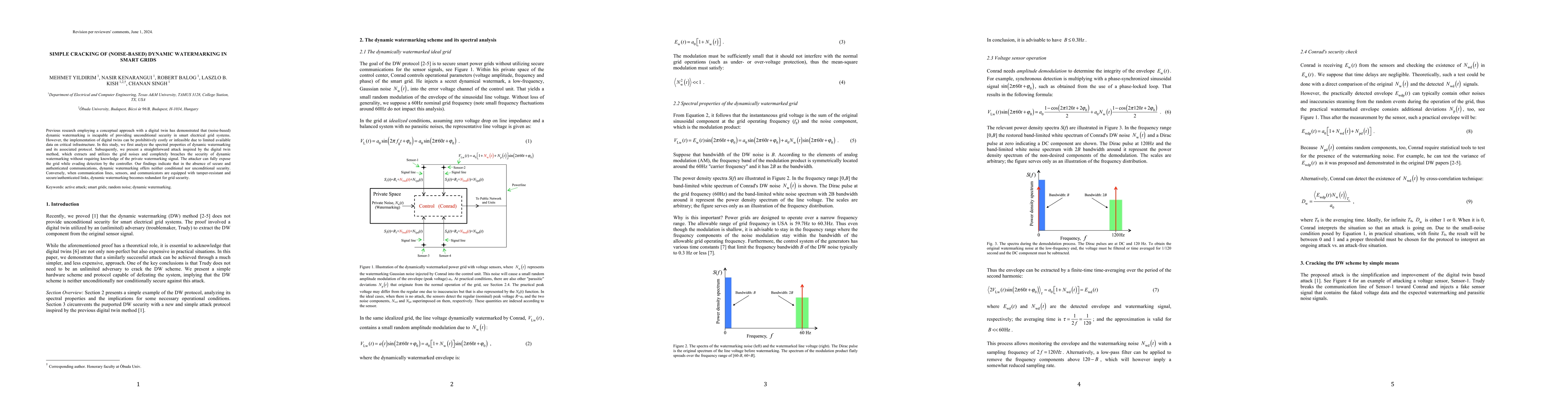 Thumbnail for Simple Cracking of (Noise-Based) Dynamic Watermarking in Smart Grids