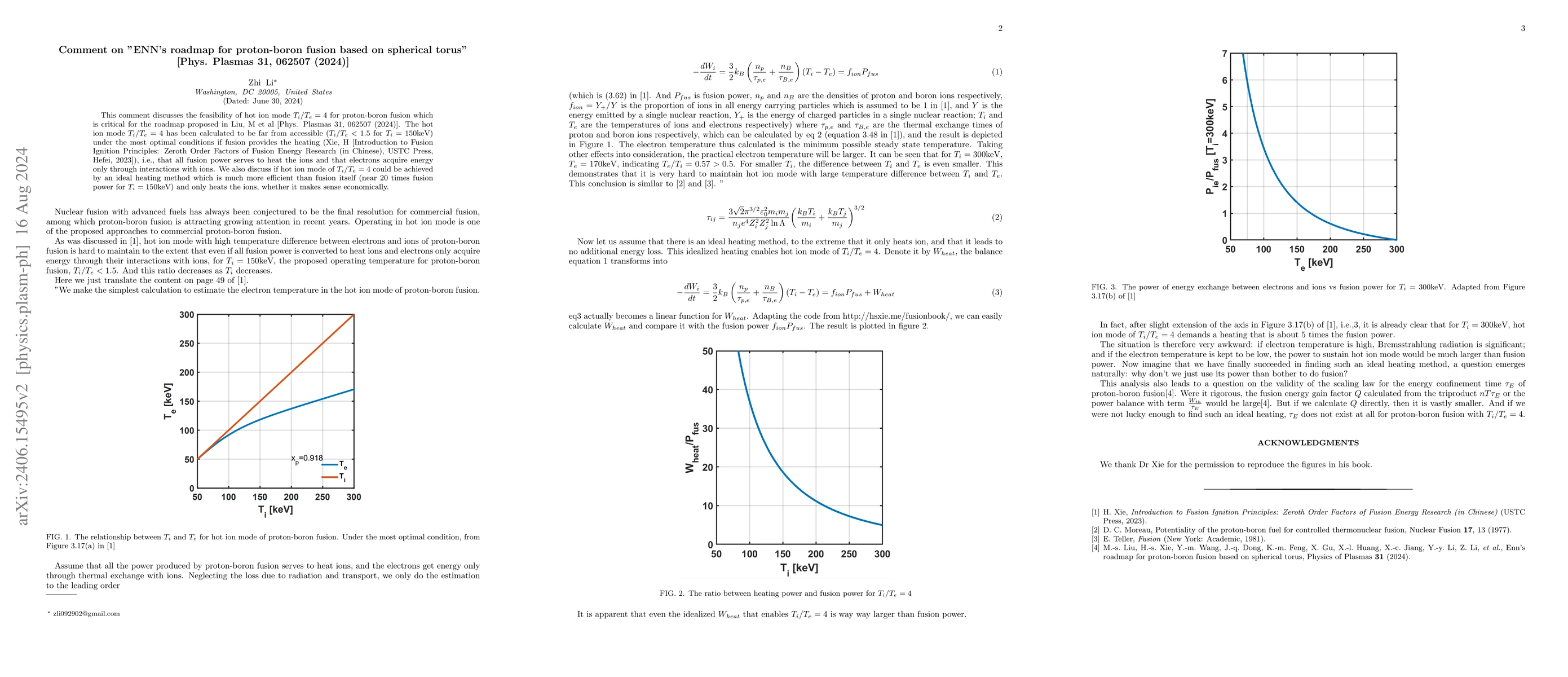 Thumbnail for Comment on "ENN's roadmap for proton-boron fusion based on spherical
  torus" [Phys. Plasmas 31, 062507 (2024)]