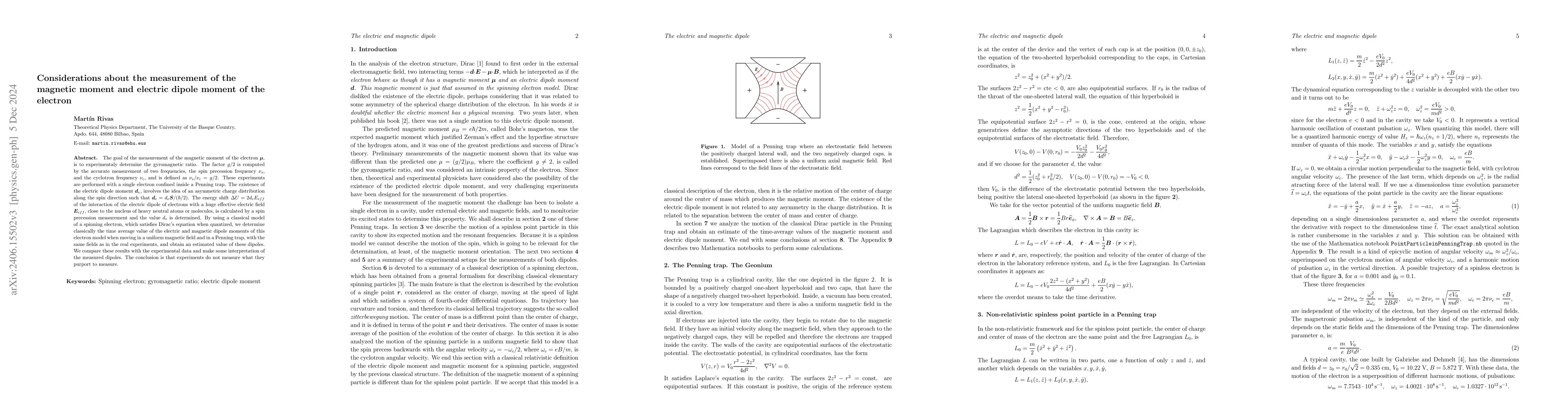 Thumbnail for Considerations about the measurement of the magnetic moment and electric
  dipole moment of the electron