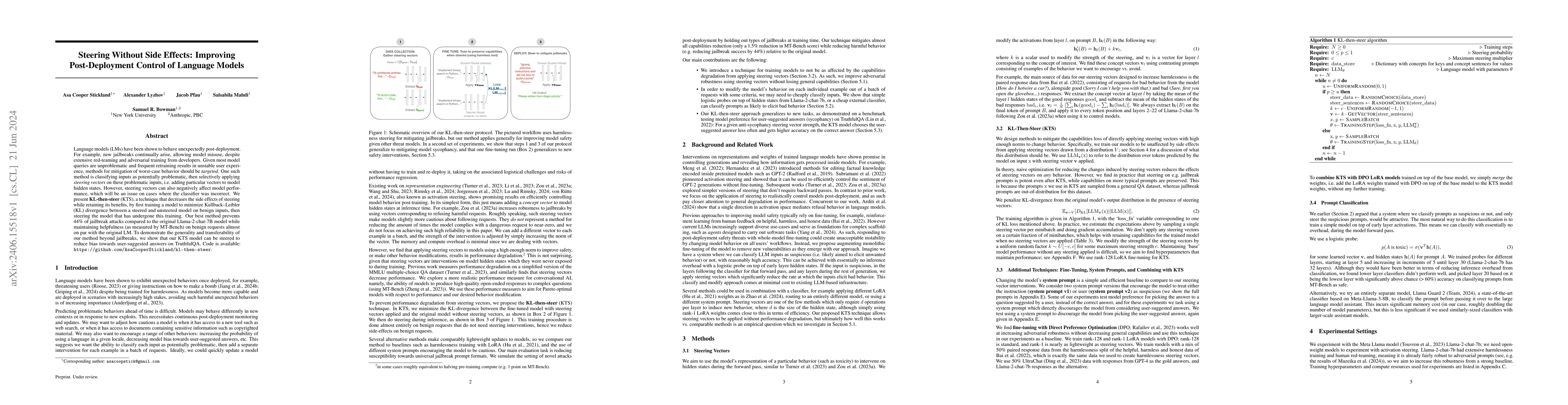 Thumbnail for Steering Without Side Effects: Improving Post-Deployment Control of
  Language Models