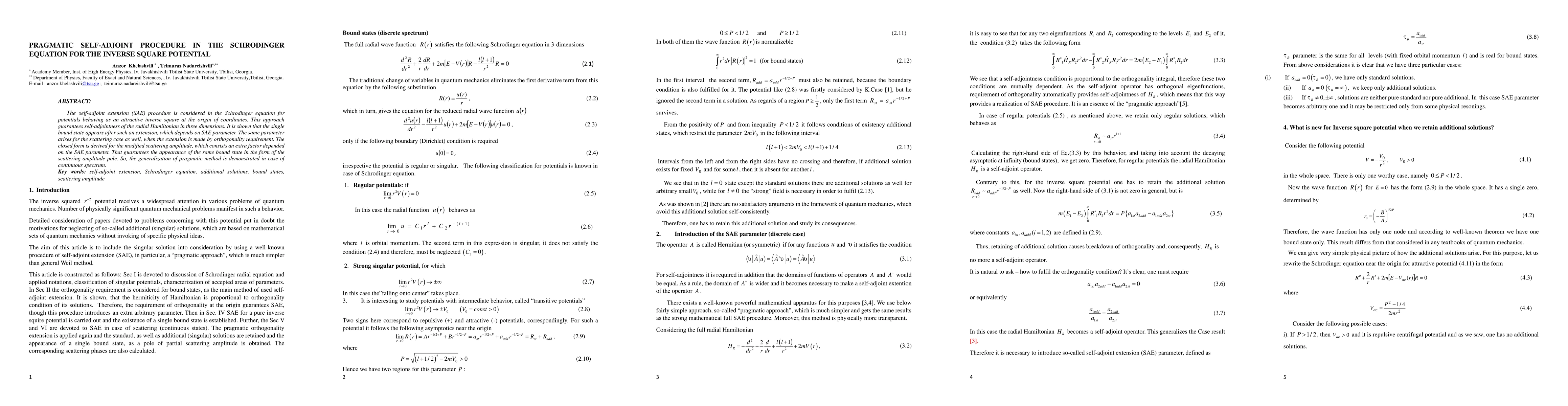 Thumbnail for Pragmatic Self-adjoint Procedure in the Schrodinger Equation for the
  Inverse Square Potential