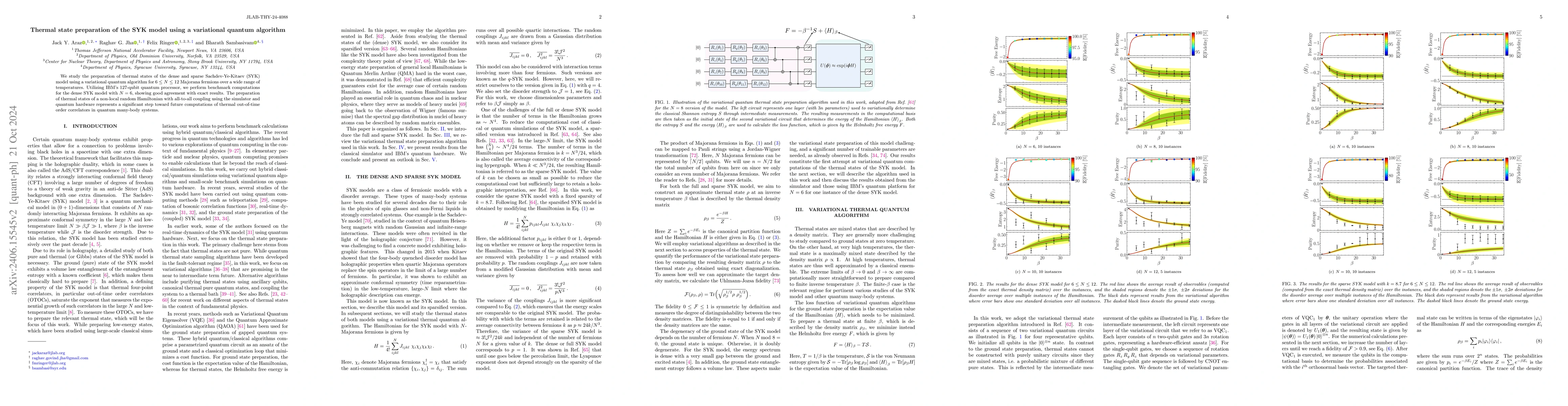 Thumbnail for Thermal state preparation of the SYK model using a variational quantum
  algorithm