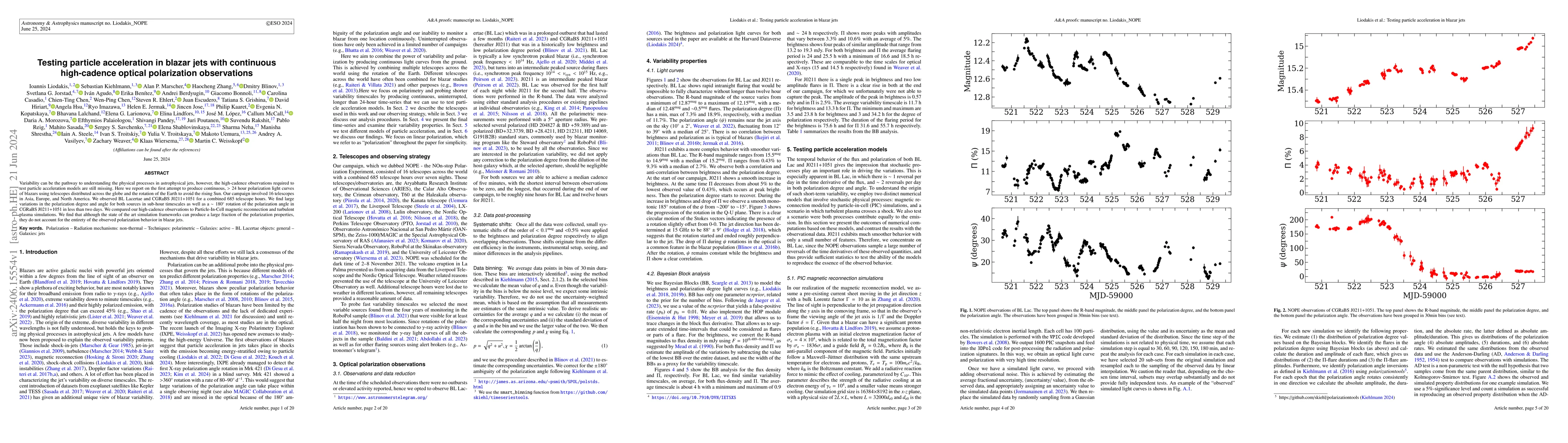 Thumbnail for Testing particle acceleration in blazar jets with continuous
  high-cadence optical polarization observations