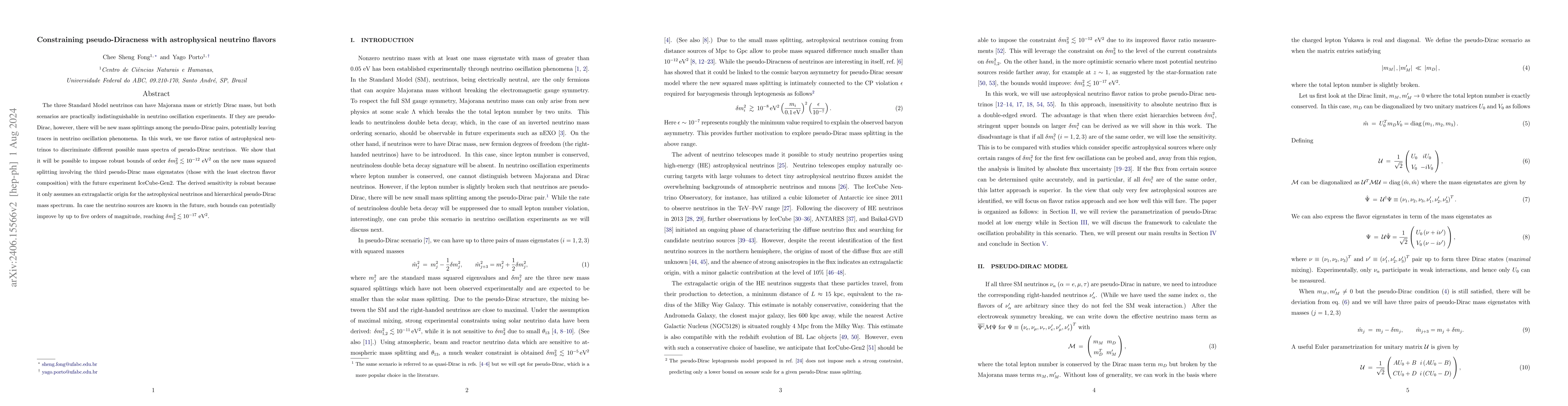 Thumbnail for Constraining pseudo-Diracness with astrophysical neutrino flavors