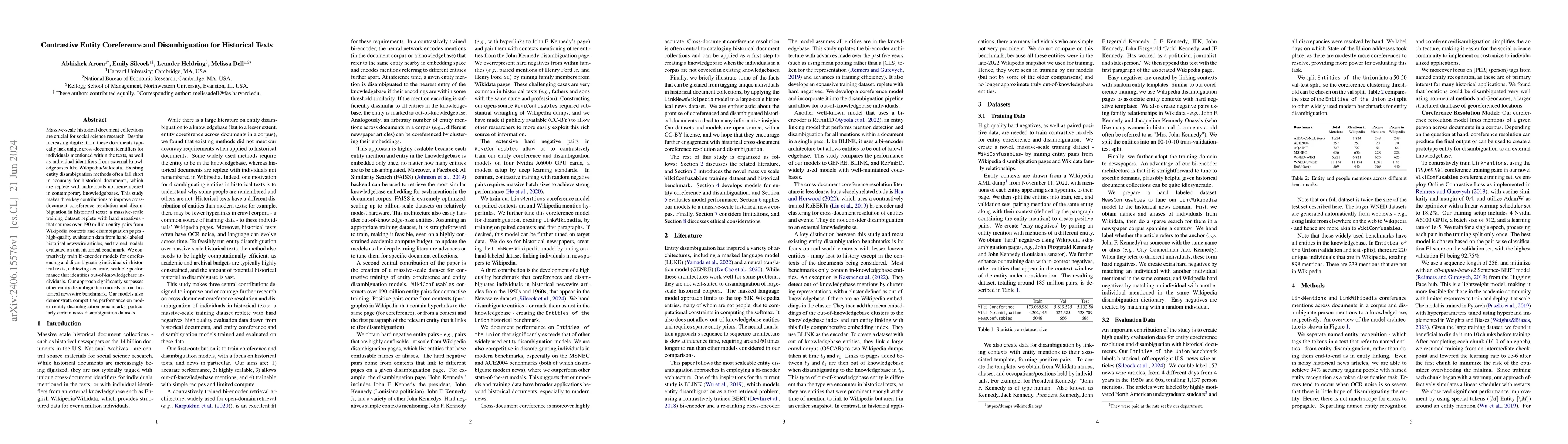 Thumbnail for Contrastive Entity Coreference and Disambiguation for Historical Texts