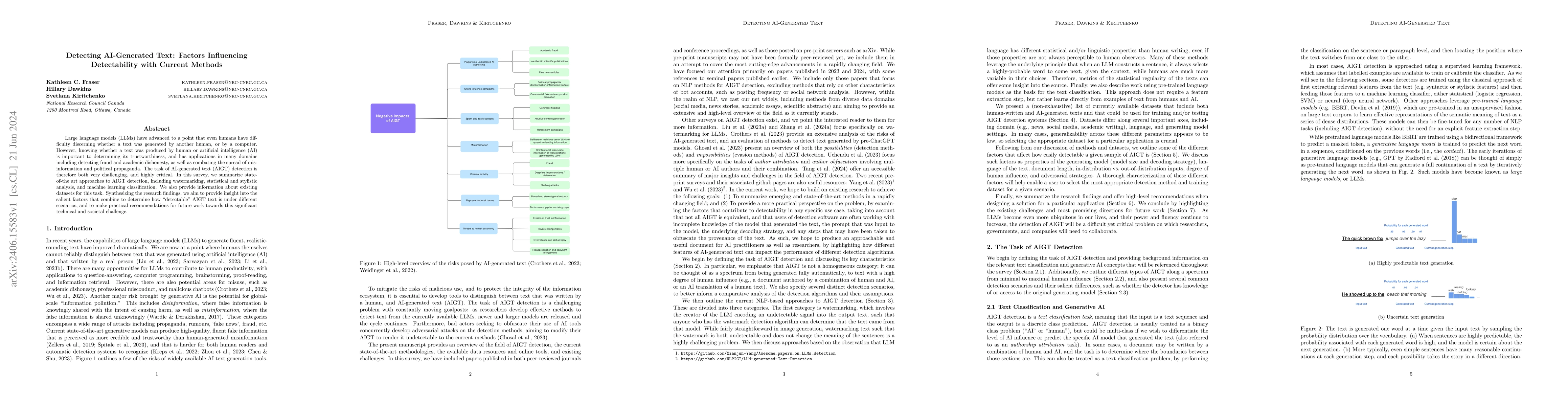 Thumbnail for Detecting AI-Generated Text: Factors Influencing Detectability with
  Current Methods