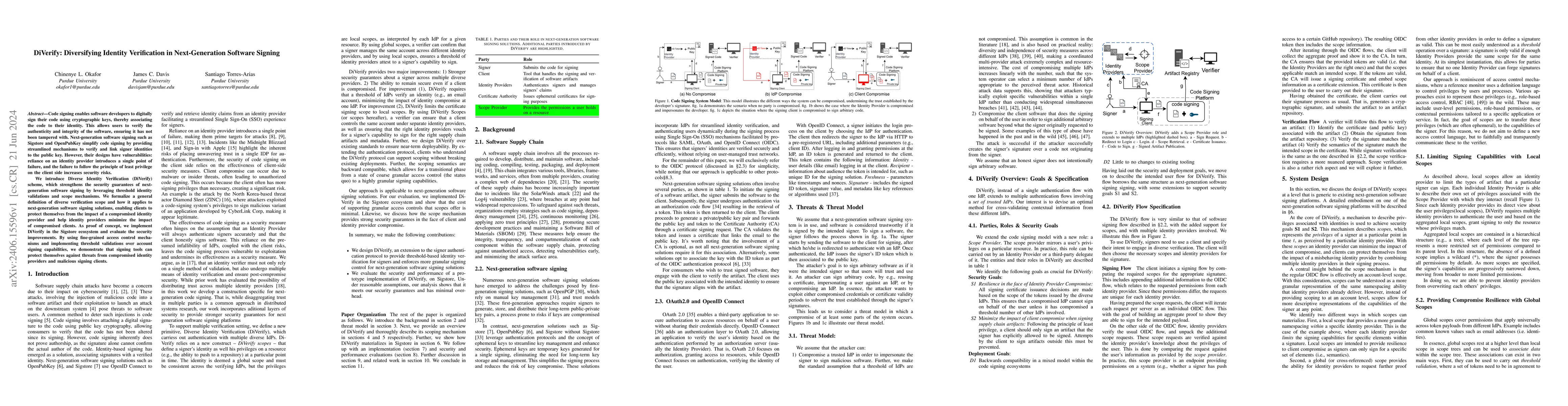 Thumbnail for DiVerify: Diversifying Identity Verification in Next-Generation Software
  Signing