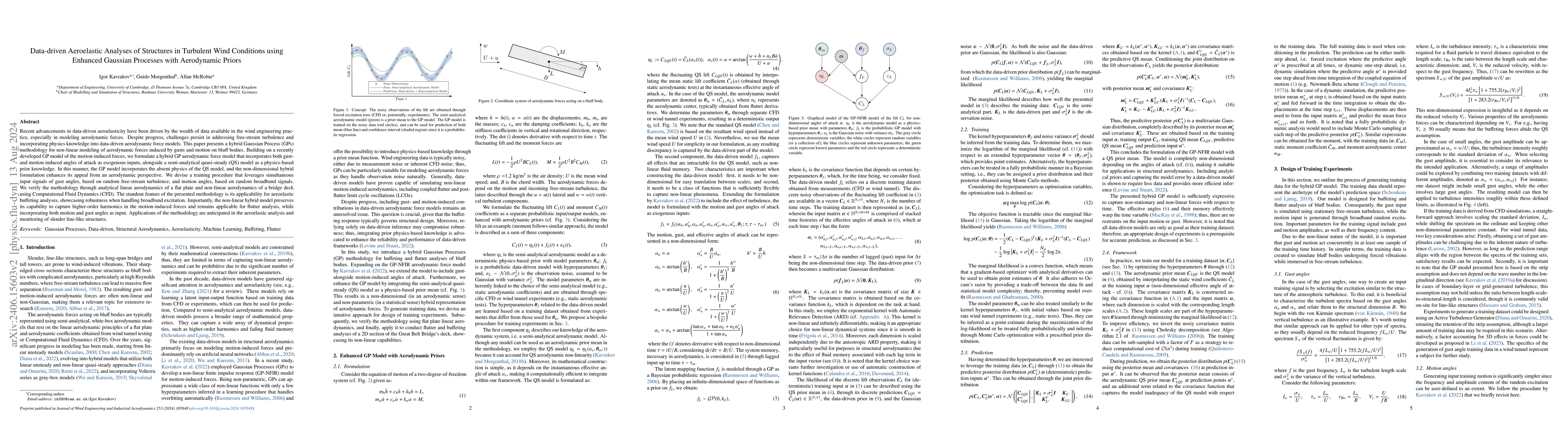 Thumbnail for Data-driven Aeroelastic Analyses of Structures in Turbulent Wind
  Conditions using Enhanced Gaussian Processes with Aerodynamic Priors