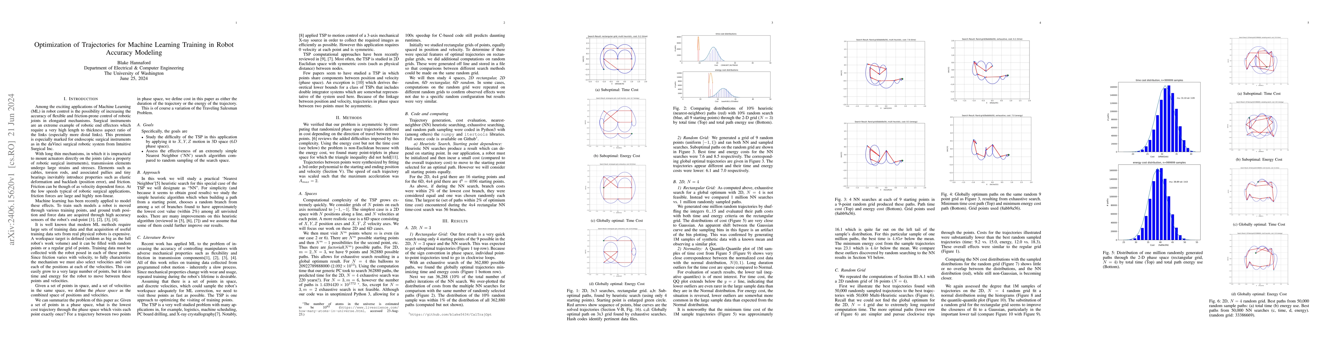Thumbnail for Optimization of Trajectories for Machine Learning Training in Robot
  Accuracy Modeling