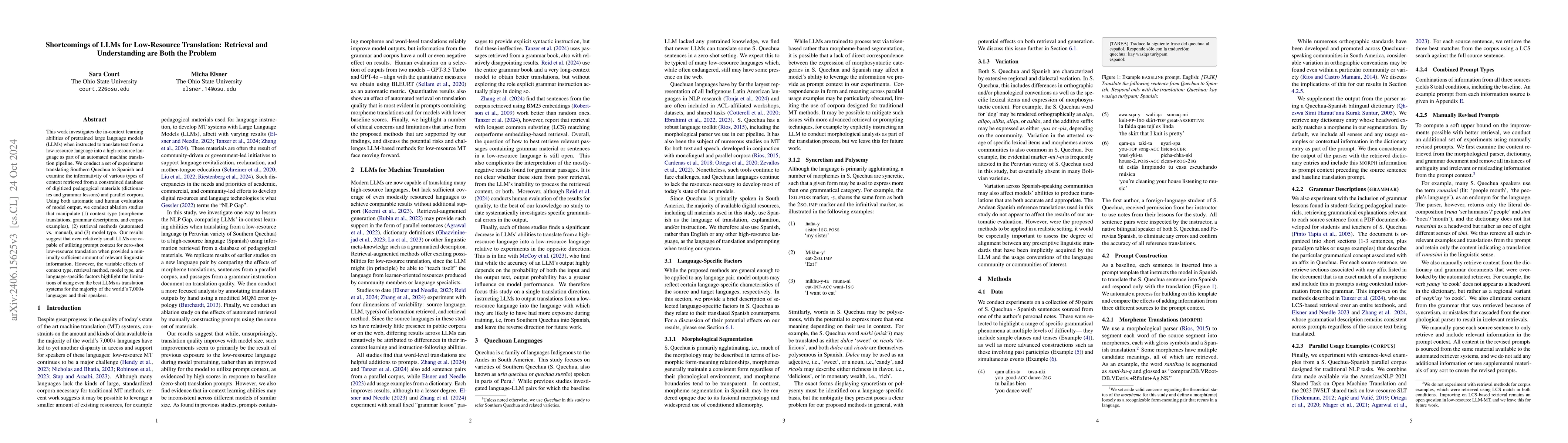 Thumbnail for Shortcomings of LLMs for Low-Resource Translation: Retrieval and
  Understanding are Both the Problem