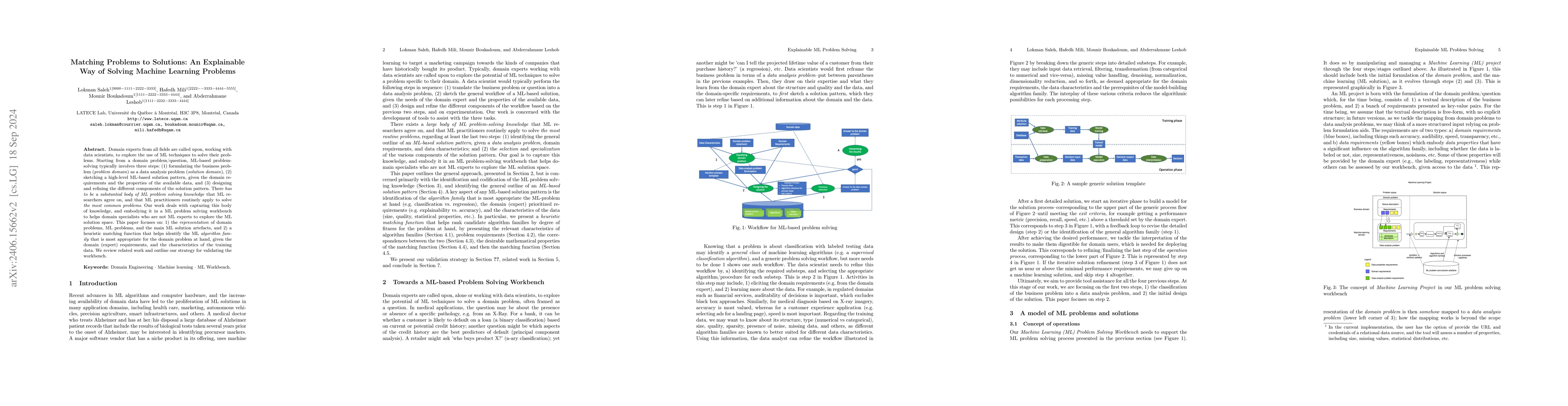 Thumbnail for Matching Problems to Solutions: An Explainable Way of Solving Machine
  Learning Problems