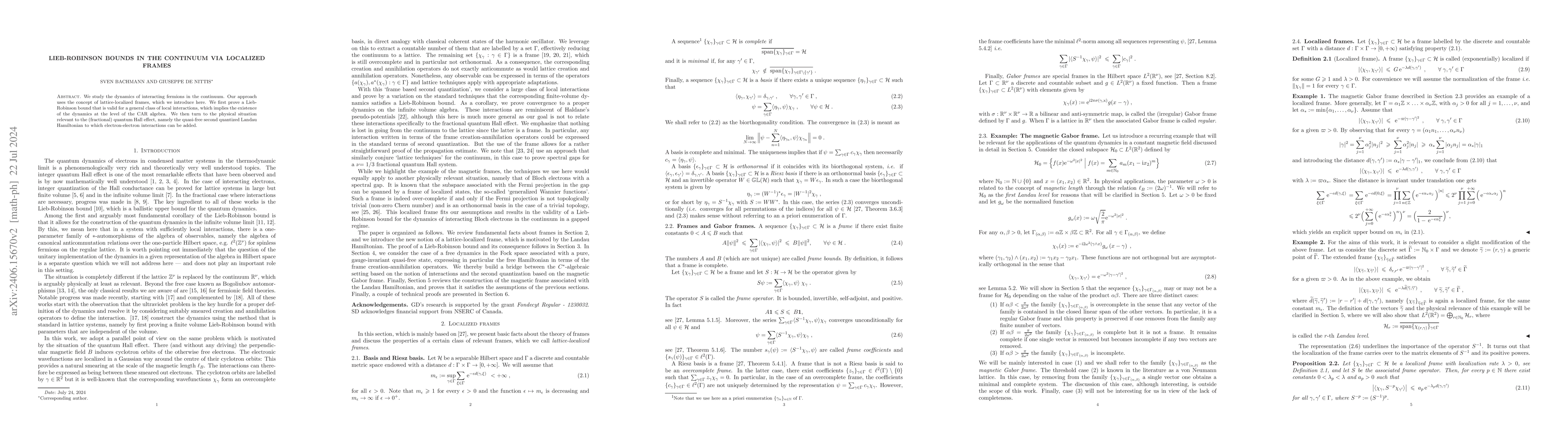 Thumbnail for Lieb-Robinson bounds in the continuum via localized frames