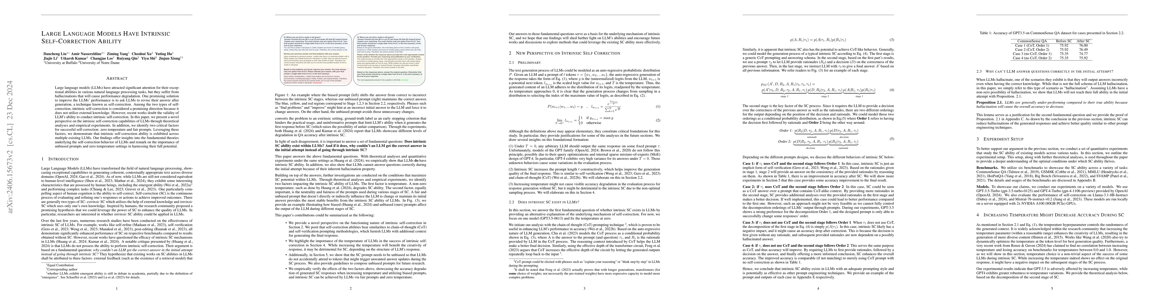 Thumbnail for Large Language Models have Intrinsic Self-Correction Ability