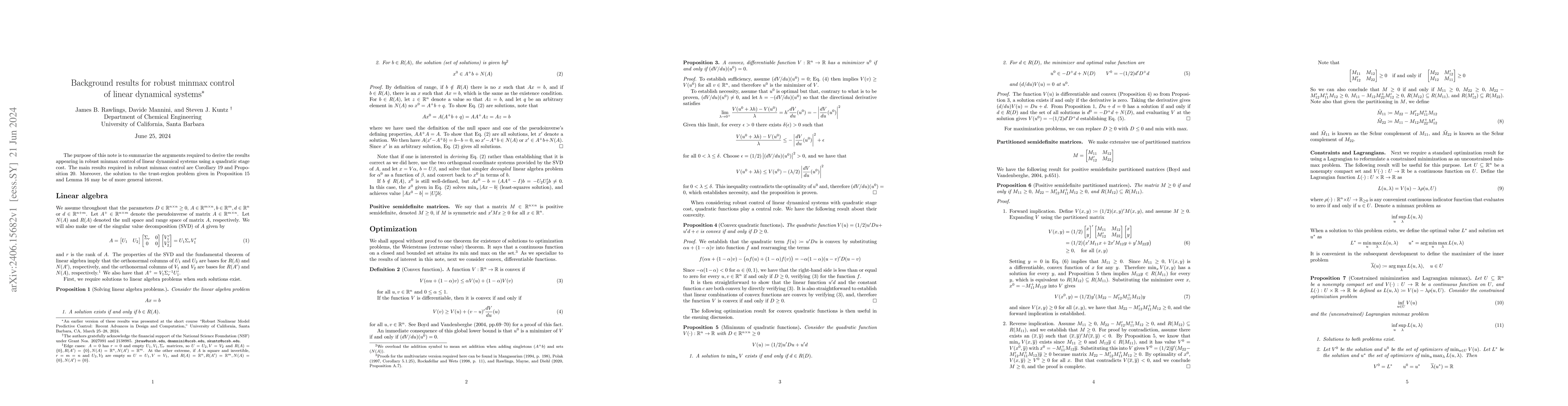 Thumbnail for Background results for robust minmax control of linear dynamical systems