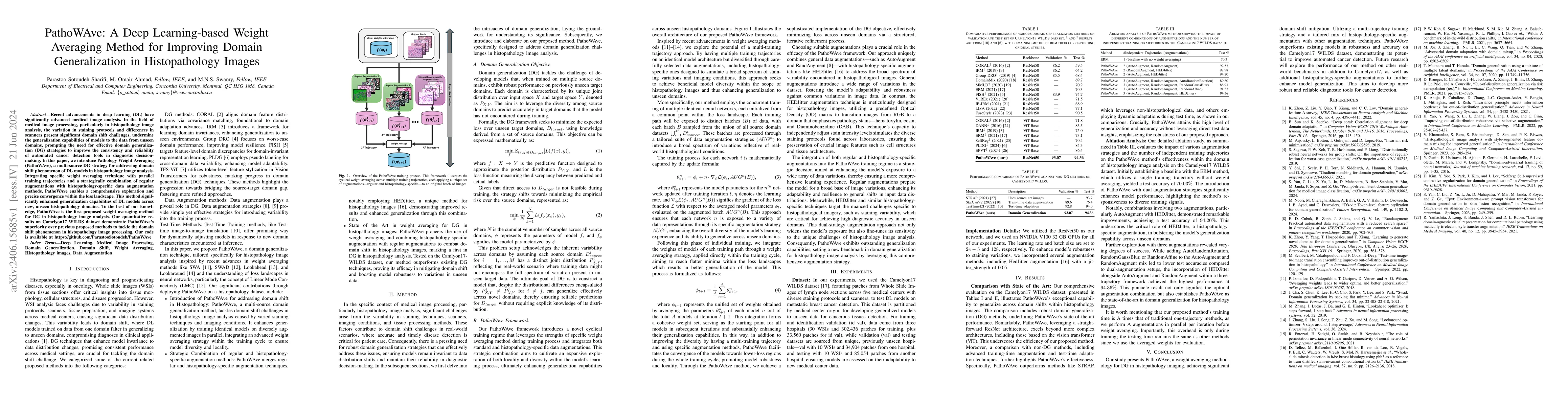 Thumbnail for PathoWAve: A Deep Learning-based Weight Averaging Method for Improving
  Domain Generalization in Histopathology Images