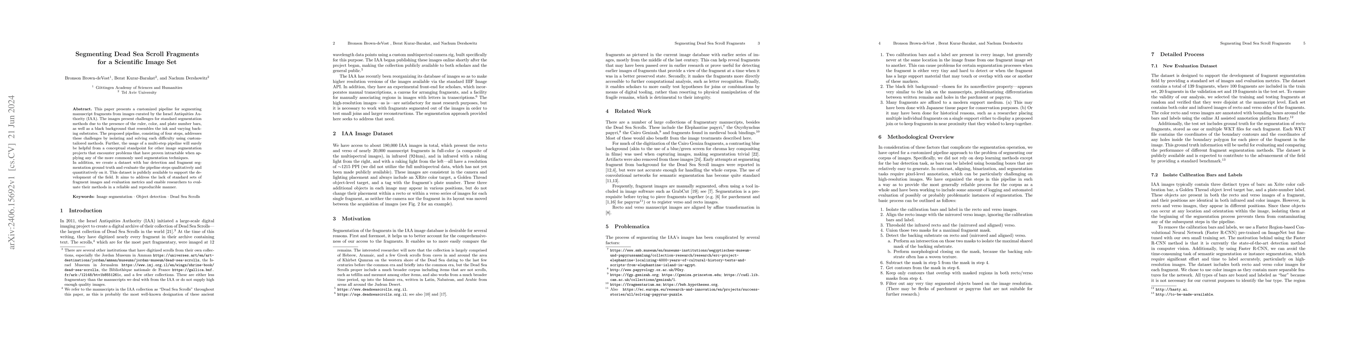 Thumbnail for Segmenting Dead Sea Scroll Fragments for a Scientific Image Set