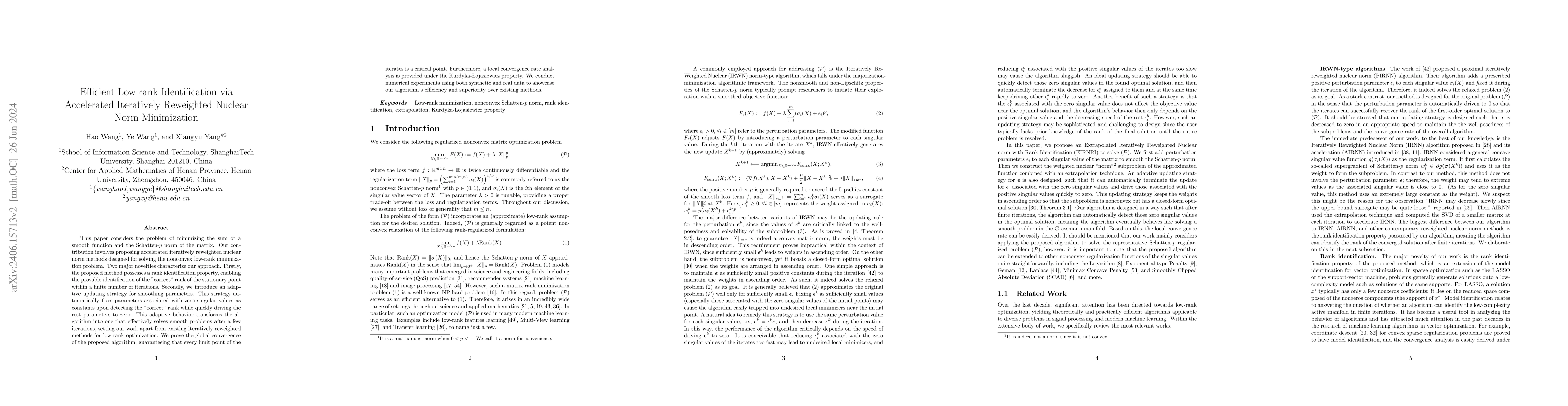 Thumbnail for Efficient Low-rank Identification via Accelerated Iteratively Reweighted
  Nuclear Norm Minimization