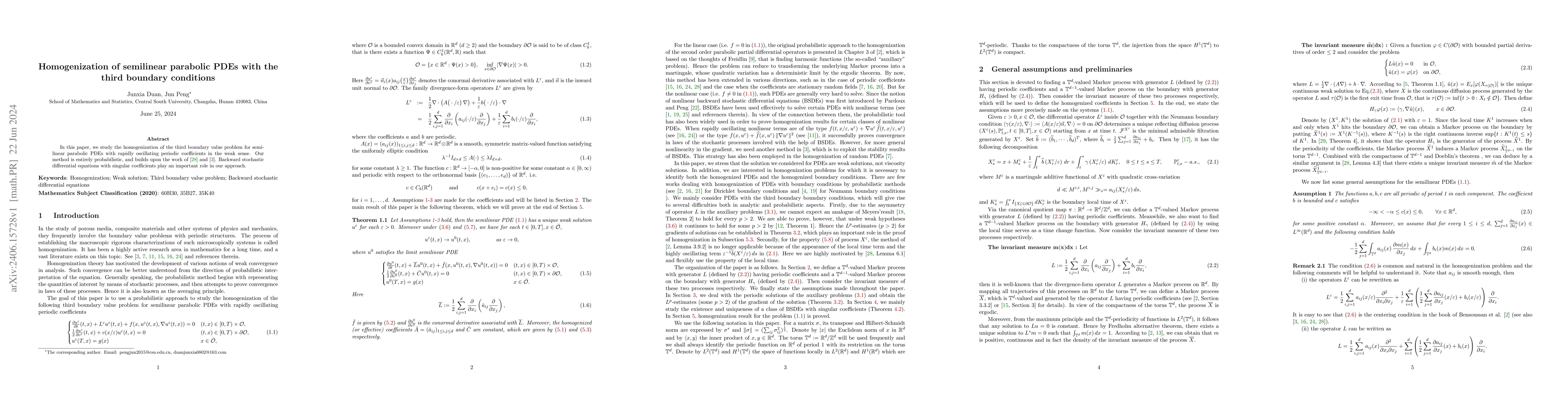 Thumbnail for Homogenization of semilinear parabolic PDEs with the third boundary
  conditions