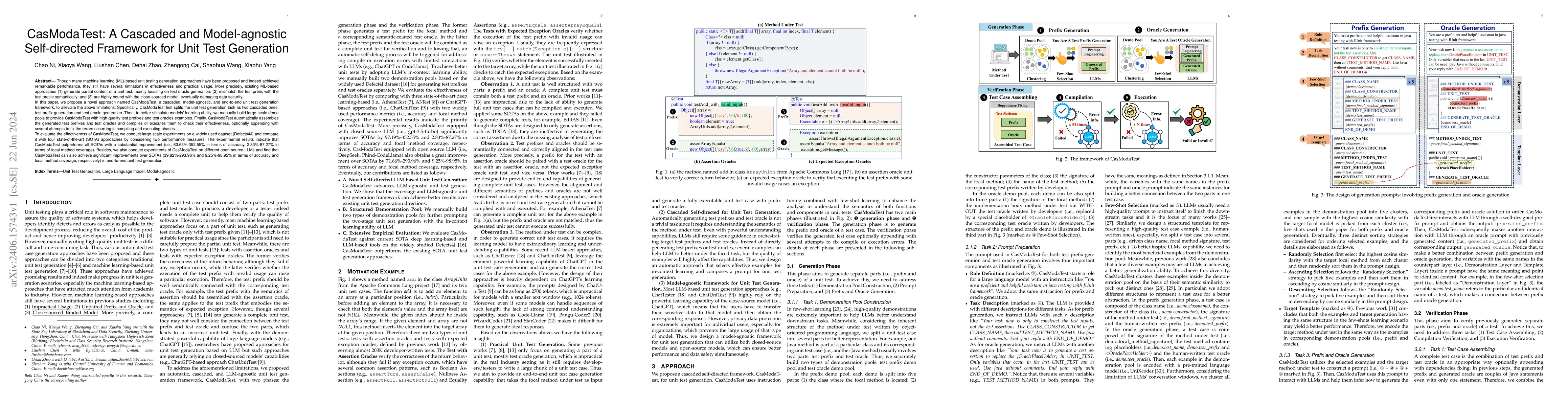 Thumbnail for CasModaTest: A Cascaded and Model-agnostic Self-directed Framework for
  Unit Test Generation