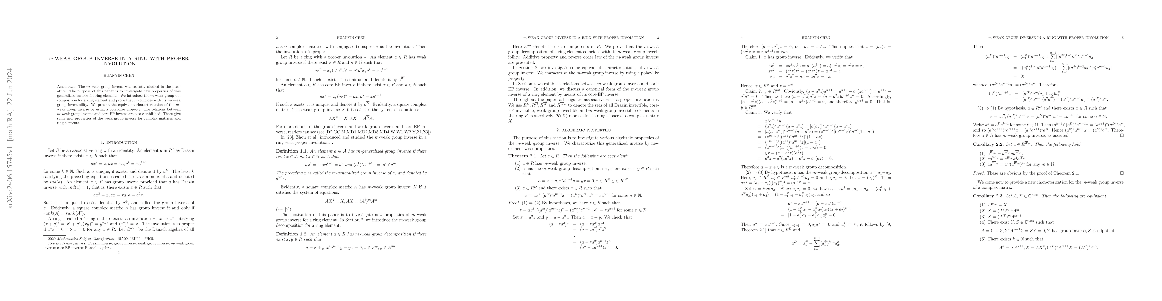 Thumbnail for m-weak group inverse in a ring with proper involution