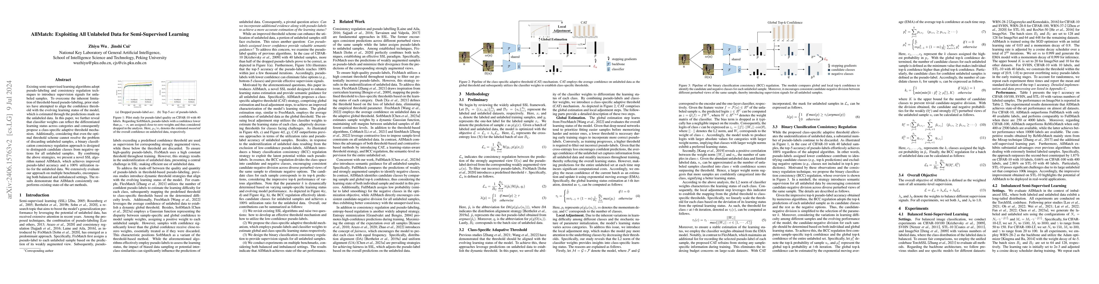 Thumbnail for AllMatch: Exploiting All Unlabeled Data for Semi-Supervised Learning
