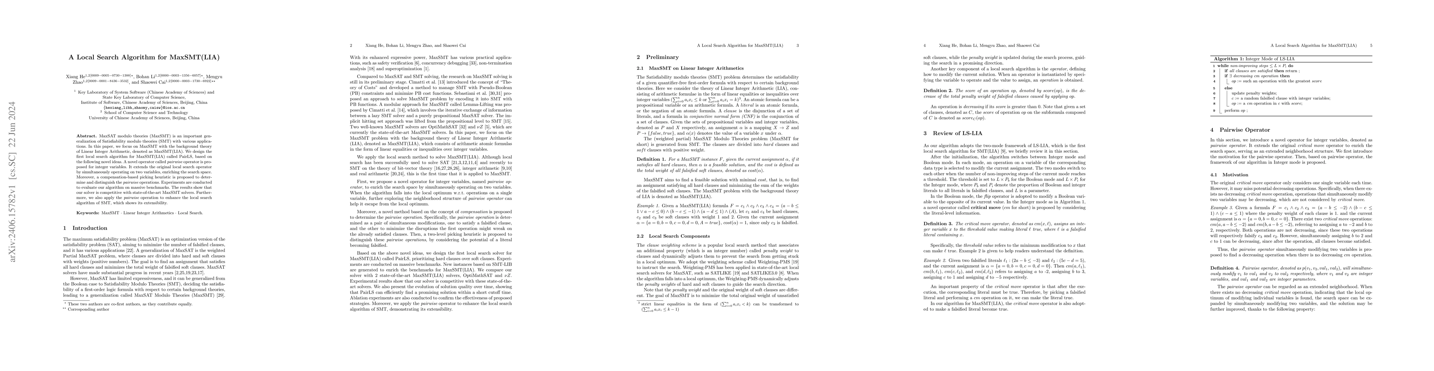 Thumbnail for A Local Search Algorithm for MaxSMT(LIA)