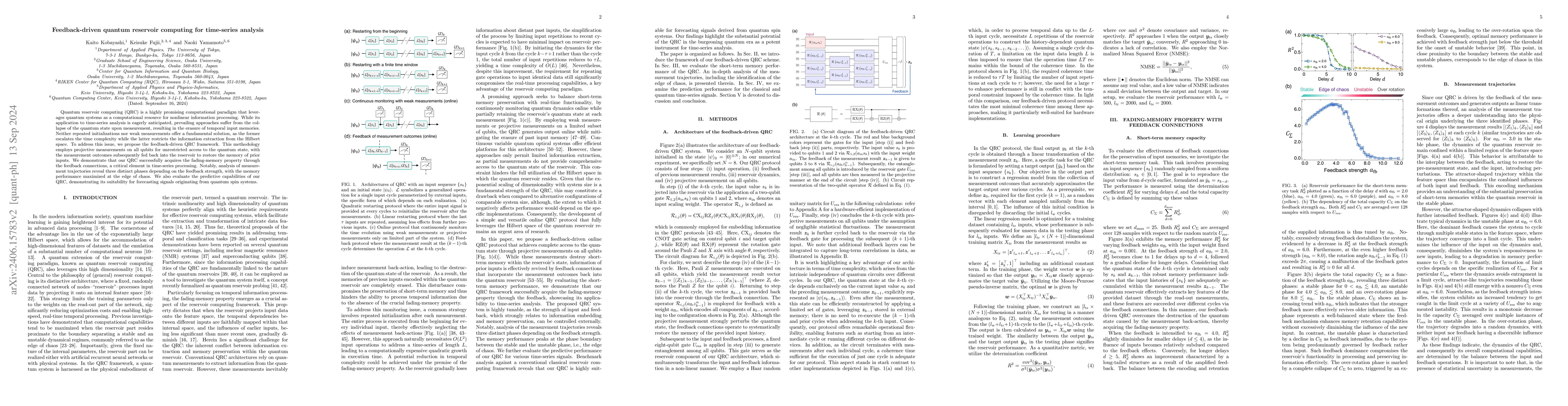 Thumbnail for Feedback-driven quantum reservoir computing for time-series analysis